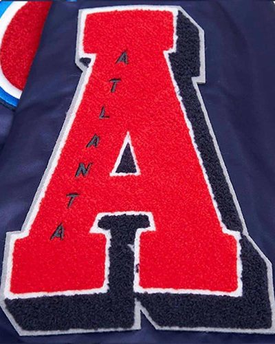 Old English Atlanta Braves Navy Satin Jacket