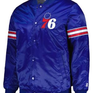 Royal Philadelphia 76ers Pick & Roll Satin Jacket