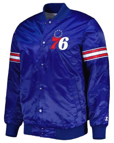 Royal Philadelphia 76ers Pick & Roll Satin Jacket
