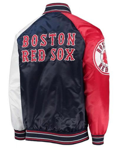 Boston Red Sox Reliever Raglan Satin Blue And Red Jacket