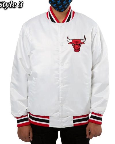Chicago Bulls White Satin Jacket