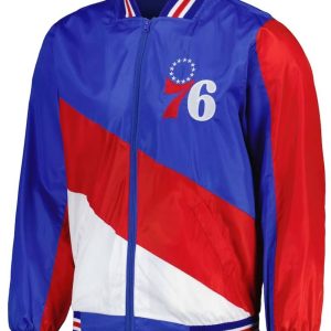 Ripstop Philadelphia 76ers Royal And Red Jacket
