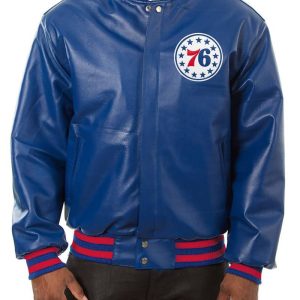 Philadelphia 76ers Varsity Royal Blue Leather Jacket