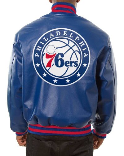 Philadelphia 76ers Varsity Royal Blue Leather Jacket