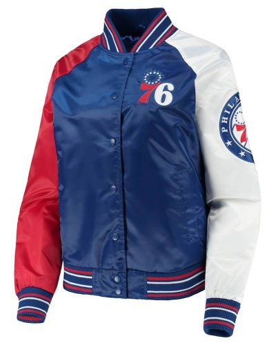 The Prospect Philadelphia 76ers Royal And Red Satin Jacket