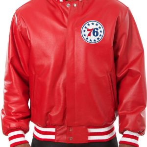 Philadelphia 76ers Varsity Red Leather Jacket