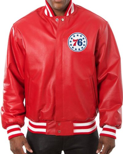 Philadelphia 76ers Varsity Red Leather Jacket