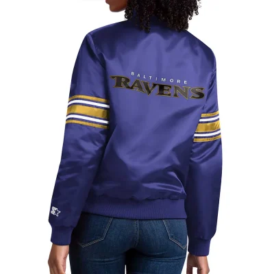 Purple Baltimore Ravens Line Up Full-Snap Satin Jacket