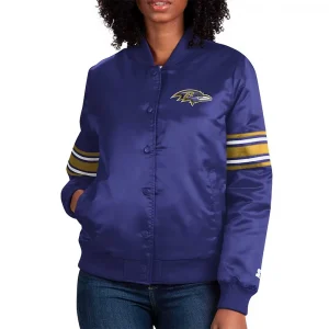 Purple Baltimore Ravens Line Up Full-Snap Satin Jackets