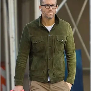 Ryan Reynolds Welcome to Wrexham Suede Green Leather Jacket