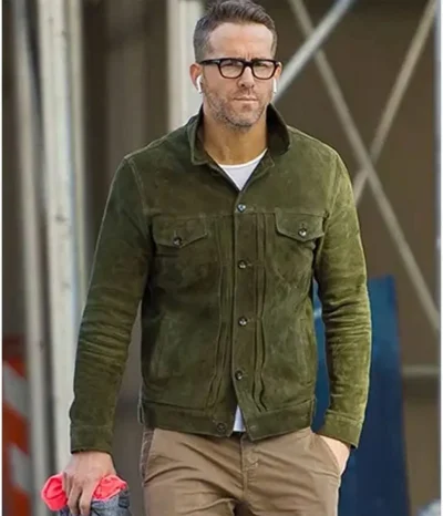 Ryan Reynolds Welcome to Wrexham Suede Green Leather Jacket