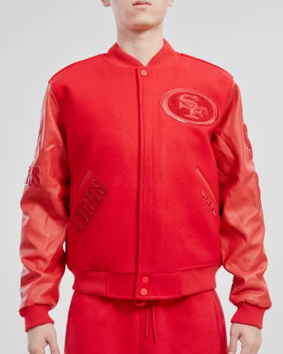 San Francisco 49ers Classic Triple Red Wool Varsity Jacket