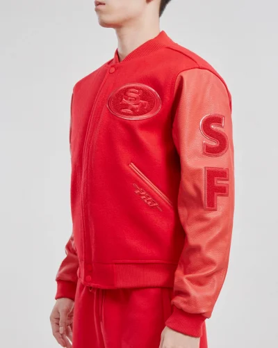 San Francisco 49ers Classic Triple Red Wool Varsity Jackets