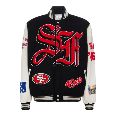 San Francisco 49ers Wool & Leather Varsity Black Jacket