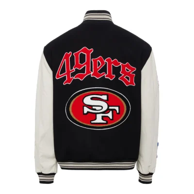 San Francisco 49ers Wool & Leather Varsity Black Jackets