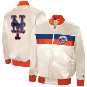 Starter NY Mets White Satin Jacket