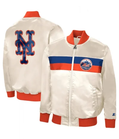 Starter NY Mets White Satin Jacket