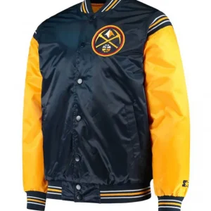 Starter Varsity Denver Nuggets Satin Blue and Yellow Jacket