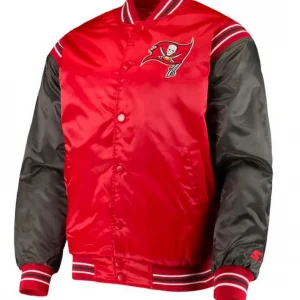 Tampa Bay Buccaneers Bomber Red and Black Satin Jacket