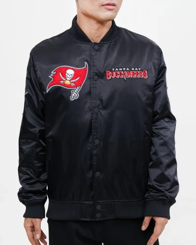 Tampa Bay Buccaneers Chest Hit Logo Satin Jacket
