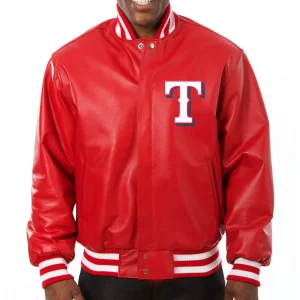 Texas Rangers Letterman Red Leather Jacket