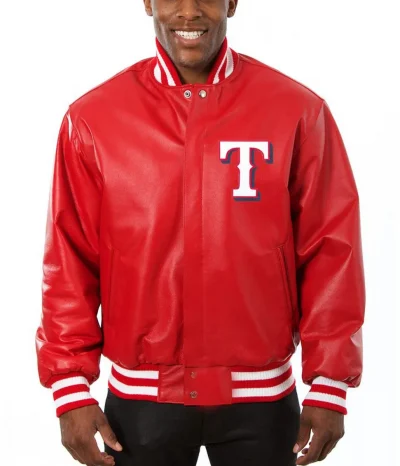 Texas Rangers Letterman Red Leather Jacket