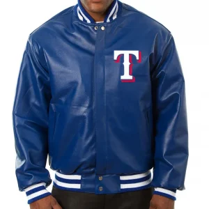 Texas Rangers Letterman Royal Blue Leather Jacket