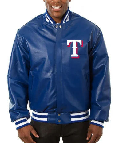 Texas Rangers Letterman Royal Blue Leather Jacket