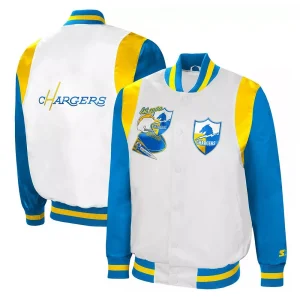 The All-American LA Chargers White Powder Blue Satin Jacket