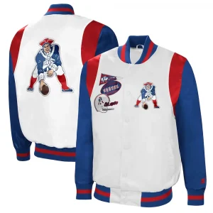 The All-American New England Patriots White & Royal Satin Jacket
