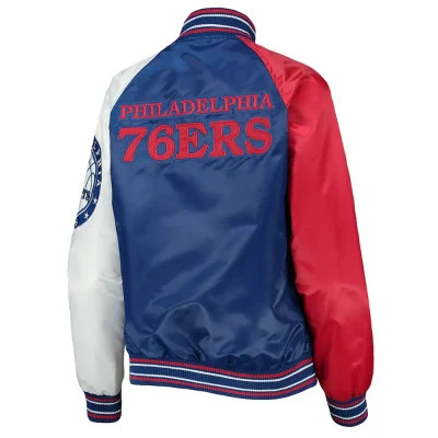 The Philadelphia 76ers Royal & Red Satin Jacket