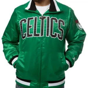 Varsity Bomber Boston Celtics Green Satin Jacket
