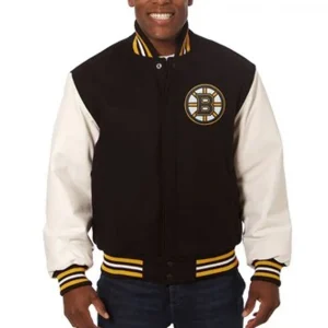 Varsity Boston Bruins Black and White Wool Jacket