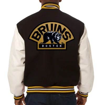 Varsity Boston Bruins Black and White Wool Jackets