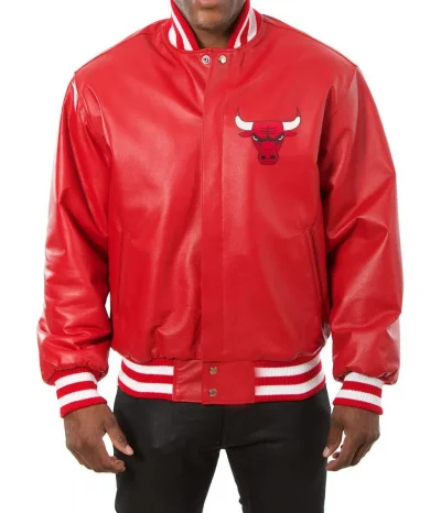 Varsity Chicago Bulls Red Leather Jacket