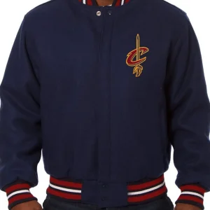 Varsity Cleveland Cavaliers Embroidered Navy Blue Wool Jacket