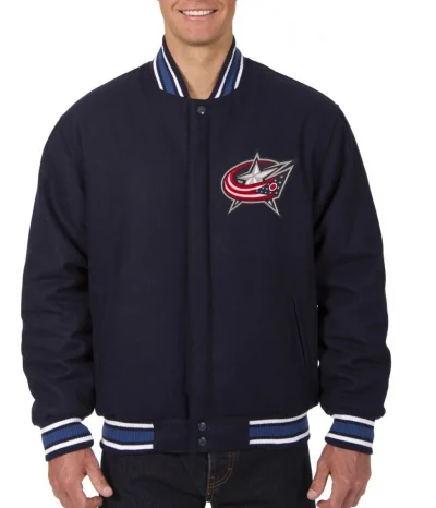 Varsity Columbus Blue Jackets Wool Navy Blue Jacket