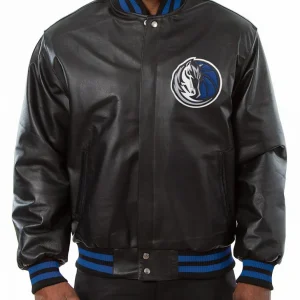 Varsity Dallas Mavericks Black Leather Jacket