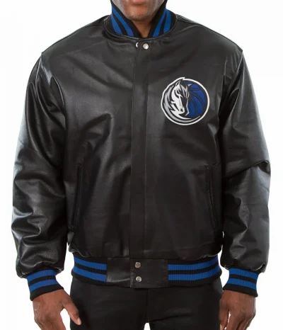 Varsity Dallas Mavericks Black Leather Jacket
