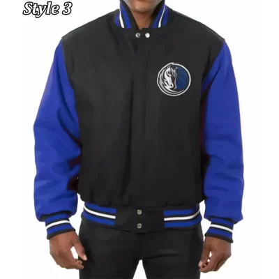 Varsity Dallas Mavericks NBA Blue and Black Jacket