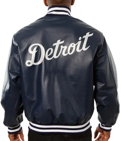 Varsity Detroit Tigers Navy Blue Leather Jackets