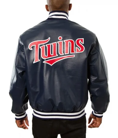 Varsity Minnesota Twins Navy Blue Leather Jackets