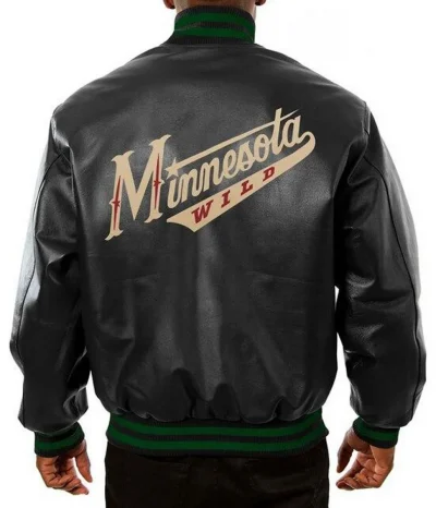 Varsity Minnesota Wild Black Leather Jackets