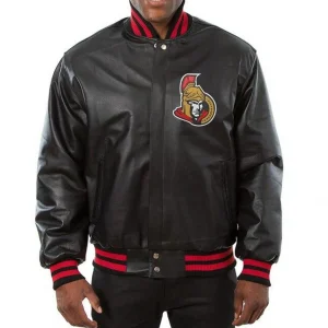 Varsity Ottawa Senators Black Leather Jacket