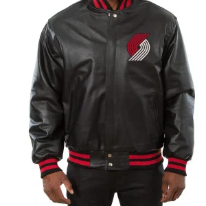 Varsity Portland Trail Blazers Black Leather Jacket