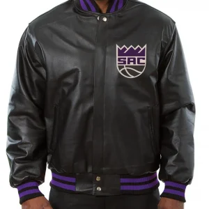 Varsity Sacramento Kings Black Leather Jacket