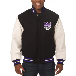 Varsity Sacramento Kings Domestic Black and White Jacket