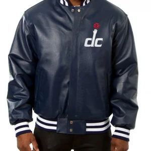 Varsity Washington Wizards Navy Blue Leather Jacket