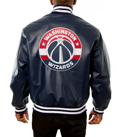 Varsity Washington Wizards Navy Blue Leather Jackets