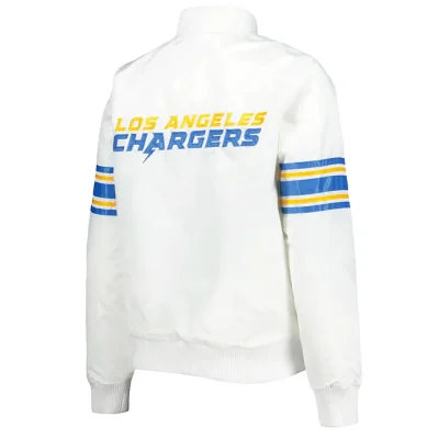 White LA Chargers Line Up Full-Snap Satin Jackets